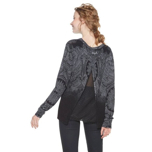 Desigual Edinburgo Back Vent Black Sequin Sweater Medium Goth Grunge - Picture 3 of 13